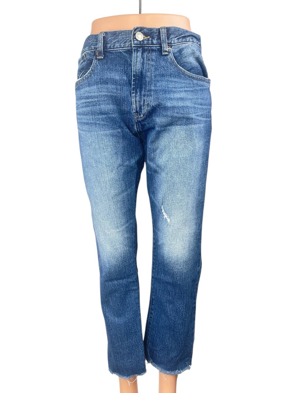 Pacsun Vintage Skinny Womens Blue High Rise Frayed Hem Denim Jeans Pants 32x32